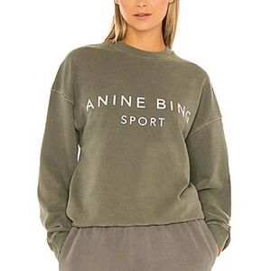 Anine Bing Sport Olive Green Crewneck MED